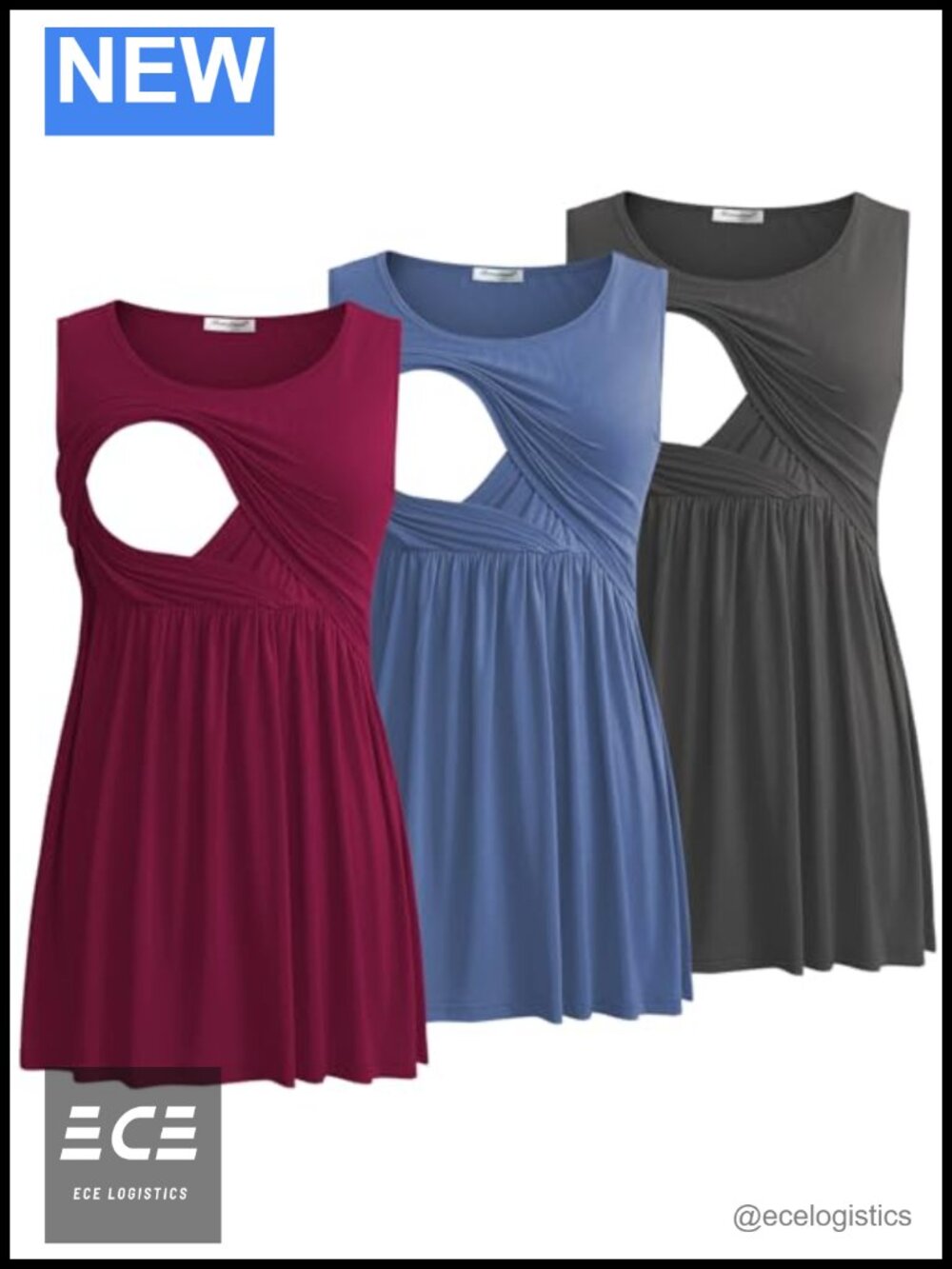 Maternity Nursing Tank Top Sleeveless Scoop Neck Breastfeeding Shirt